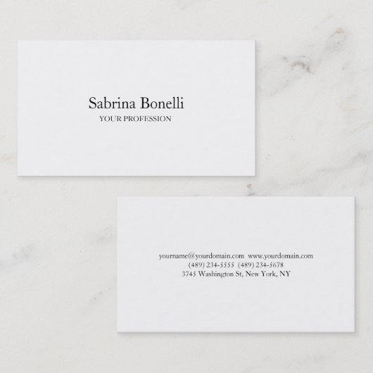 Unieke elegante eenvoudige witte vlek visitekaartje (Voorkant / Achterkant)