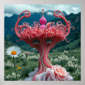 Unieke elegante fancy gekroonde vrouw in roze jurk poster (Voorkant)