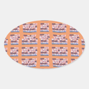 Unieke Elegante Hart-Patroon Kunst voor alle Leeft Ovale Sticker
