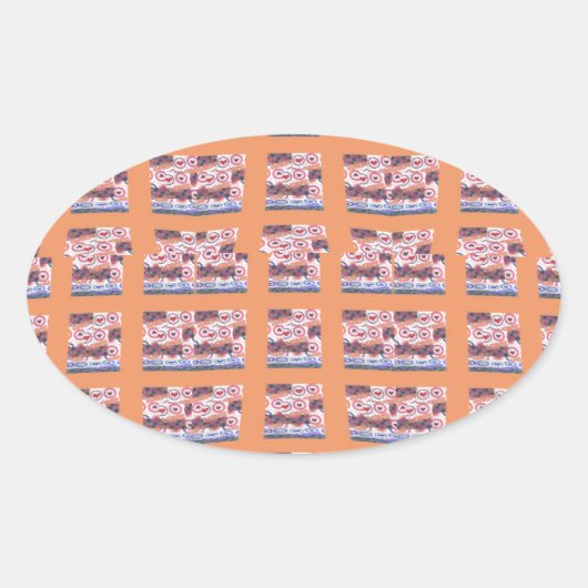 Unieke Elegante Hartvormige Kunst voor Alle Leefti Ovale Sticker (Voorkant)