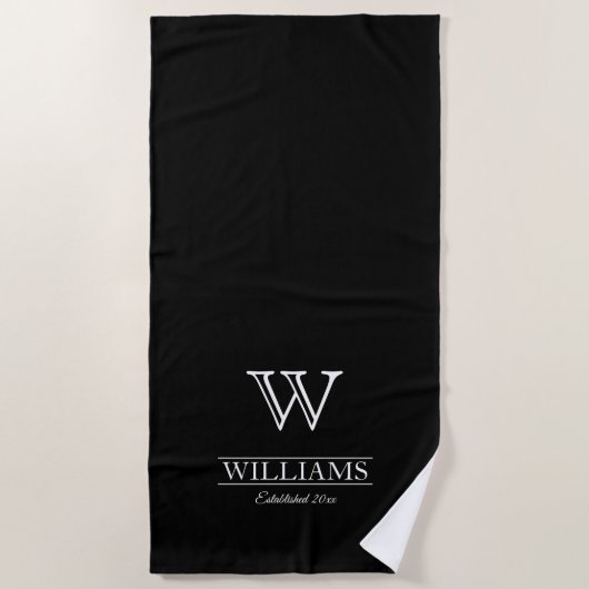 Unieke elegante klassieke monogram naam strandlaken (Voorkant)