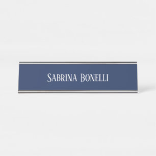Unieke Elegante Plain Eenvoudig Blauw Wit Bureau Naambordje