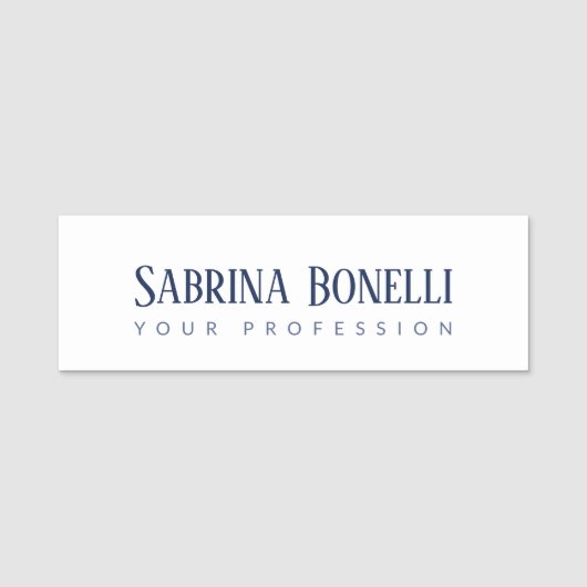 Unieke Elegante Plain Eenvoudig Blauw Wit Naamplaatje (Voorkant)