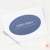 Unieke Elegante Plain Eenvoudig Blauw Wit Ovale Sticker (Envelop)