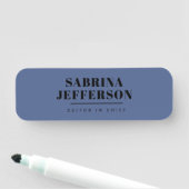 Unieke Elegante Plain Eenvoudig Blauw Zwart Naamplaatje (In situ)