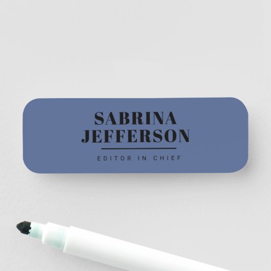 Unieke Elegante Plain Eenvoudig Blauw Zwart Naamplaatje (In situ)