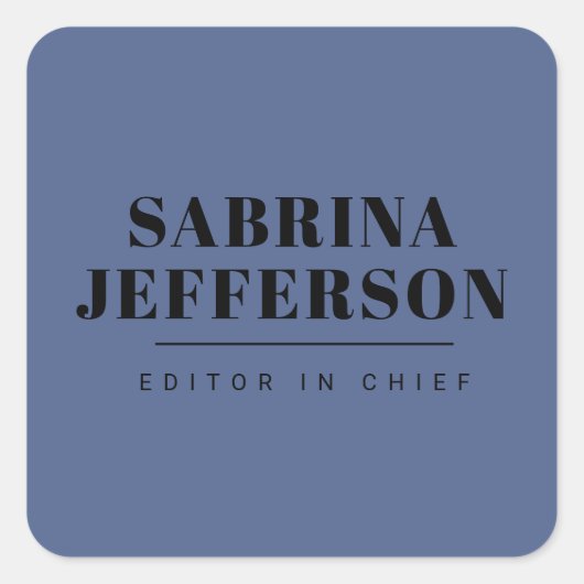 Unieke Elegante Plain Eenvoudig Blauw Zwart Vierkante Sticker (Voorkant)