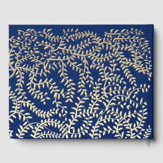 Unieke Elegante Quinceanera Royal Blue Gold Floral Gastenboek (Achterkant)