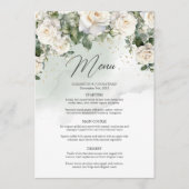 Unieke elegante witte rozen bloementuin groen menu (Voorkant)