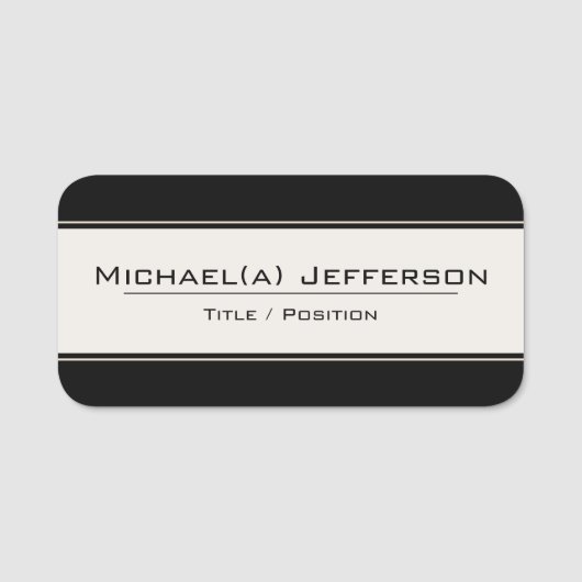 Unieke elegante zwart-wit moderne professional naamplaatje (Voorkant)