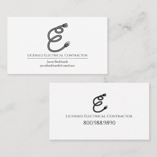 Unieke elektricien aannemer Logo Visitekaartje (Voorkant / Achterkant)