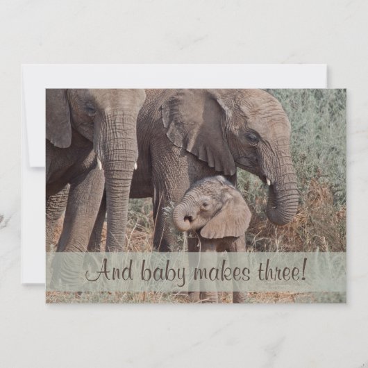Unieke Elephant Family Baby shower uitnodiging (Voorkant)