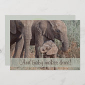 Unieke Elephant Family Baby shower uitnodiging (Voorkant / Achterkant)