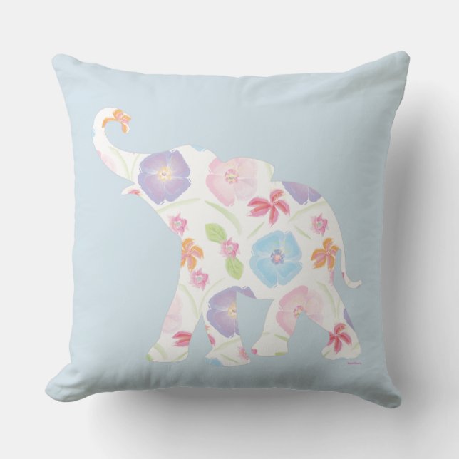 Unieke, ellephant Art Flower Pattern Moderne Uniek Kussen (Voorkant)