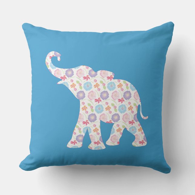 Unieke ellephant Pattern Art Graphic Blue Moderne Kussen (Voorkant)