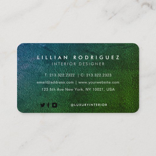 Unieke Emerald Green Gradient Texture Abstract Visitekaartje (Achterkant)