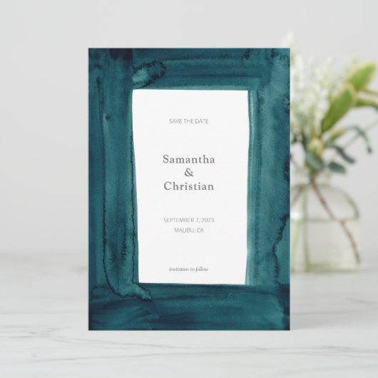 Unieke Emerald Waterverf Foto Opslaan datum Kaart (Staand voorkant)