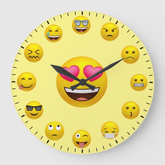 Unieke Emoticon Emoji Themagrote Klok (Voorkant)