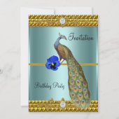 Unieke en Elegante Gouden Pauw Uitnodiging (Voorkant)