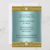 Unieke en Elegante Gouden Pauw Uitnodiging (Achterkant)