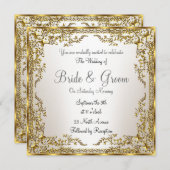 Unieke en Elegante Gouden Sepia Trouw Uitnodiging (Voorkant / Achterkant)
