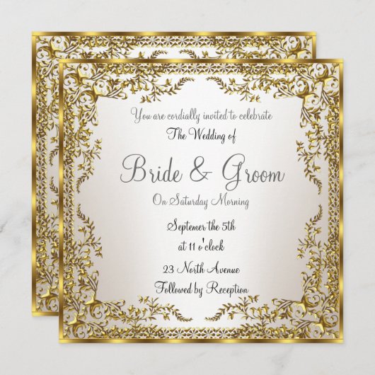 Unieke en Elegante Gouden Sepia Trouw Uitnodiging (Voorkant / Achterkant)