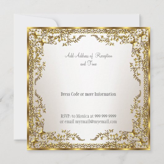 Unieke en Elegante Gouden Sepia Trouw Uitnodiging (Achterkant)