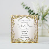 Unieke en elegante gouden sepia trouwuitnodiging kaart (Staand voorkant)