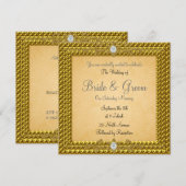 Unieke en Elegante Gouden Trouw Uitnodiging (Voorkant / Achterkant)