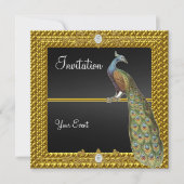 Unieke en elegante zwarte gouduitnodiging kaart (Voorkant)