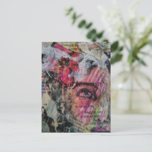 Unieke en kleurrijke abstracte gezicht mixed media briefkaart