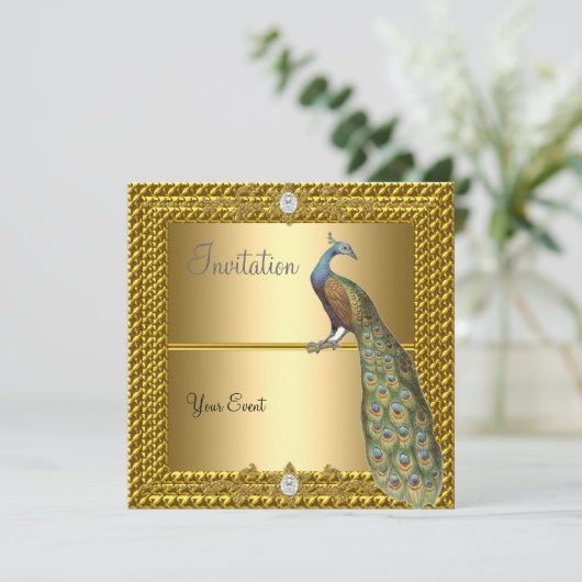 Unieke en legante gouduitnodiging en uitnodiging t (Staand voorkant)