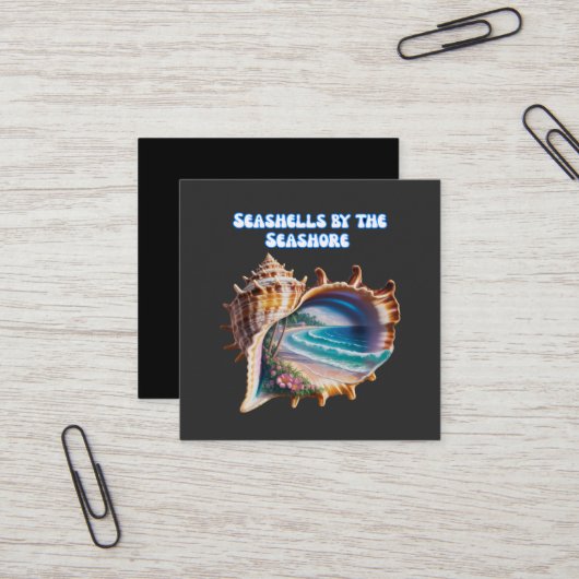 Unieke en moderne Seashells Business Vierkante Visitekaartje (Voorkant / Achterkant in situ)