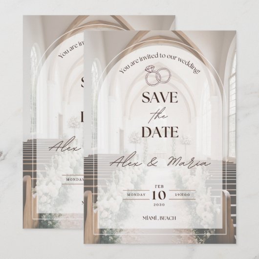 Unieke en moderne trouwkaart kaart (Voorkant / Achterkant)