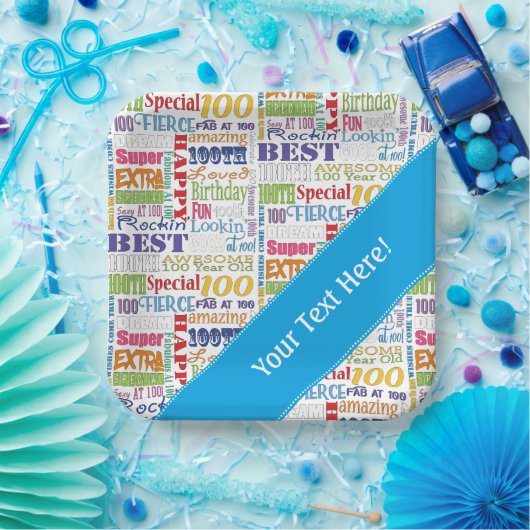 Unieke en speciale 100e verjaardag feestartikelen papieren bordje (Feest)