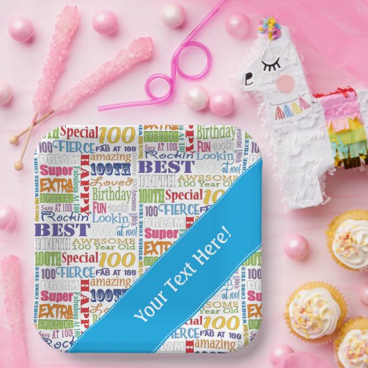 Unieke en speciale 100e verjaardag feestartikelen papieren bordje (Feest)