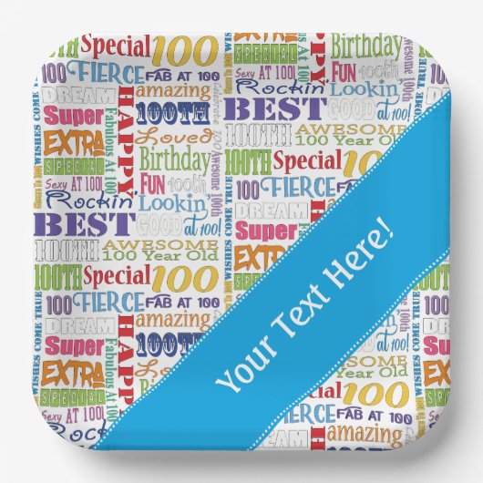 Unieke en speciale 100e verjaardag feestartikelen papieren bordje (Voorkant)