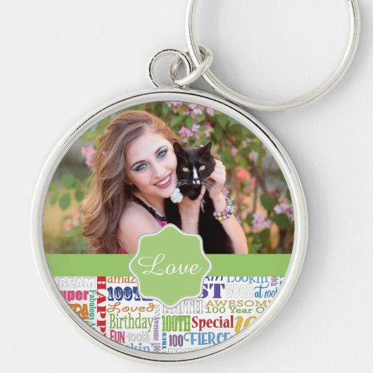 Unieke en speciale 100e verjaardag feestartikelen sleutelhanger (Voorkant)