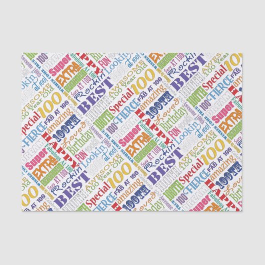 Unieke en speciale 100e verjaardag feestartikelen tissuepapier (Voorkant)