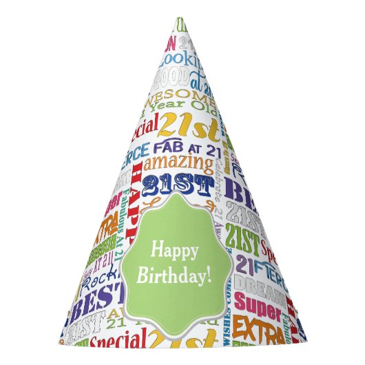 Unieke en speciale 21e verjaardag feestartikelen feesthoedjes (Voorkant)