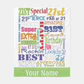 Unieke en speciale 21e verjaardag feestartikelen fleece deken (Voorkant)
