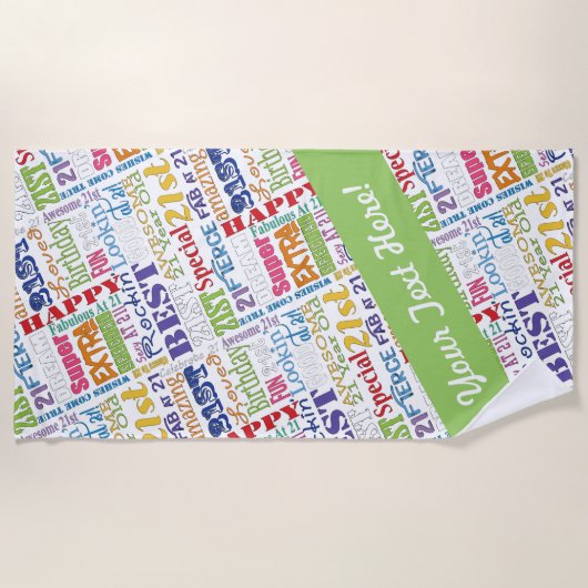 Unieke en speciale 21e verjaardag feestartikelen strandlaken (Voorkant)