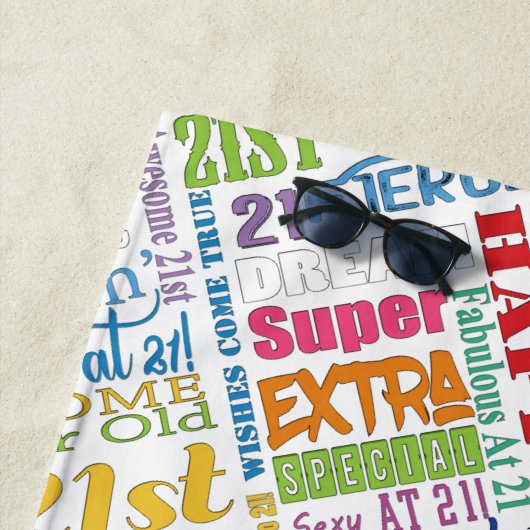 Unieke en speciale 21e verjaardag feestartikelen strandlaken (In situ)