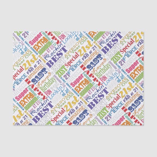 Unieke en speciale 21e verjaardag feestartikelen tissuepapier (Voorkant)