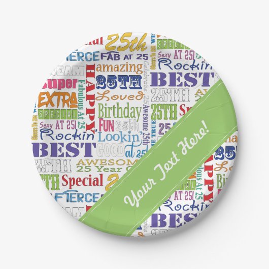 Unieke en speciale 25e verjaardag feestartikelen papieren bordje (Voorkant)