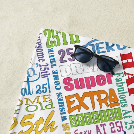 Unieke en speciale 25e verjaardag feestartikelen strandlaken (In situ)