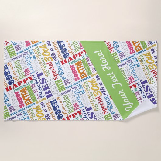 Unieke en speciale 30e verjaardag feestartikelen strandlaken (Voorkant)