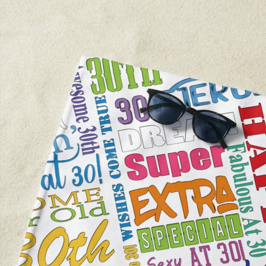 Unieke en speciale 30e verjaardag feestartikelen strandlaken (In situ)