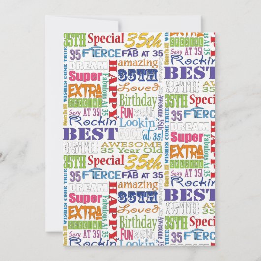 Unieke en speciale 35e verjaardag feestartikelen kaart (Achterkant)