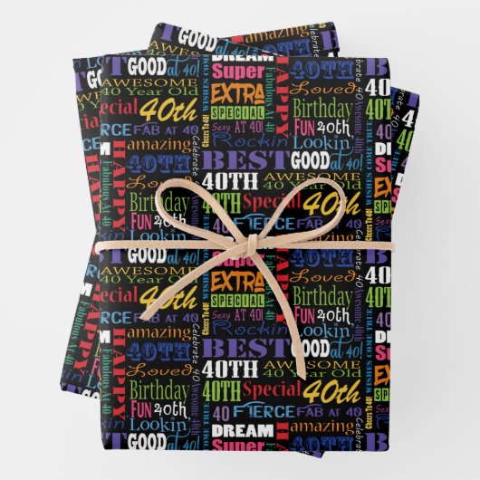 Unieke en speciale 40ste verjaardagsfeestgeschenke inpakpapier vel (In situ)